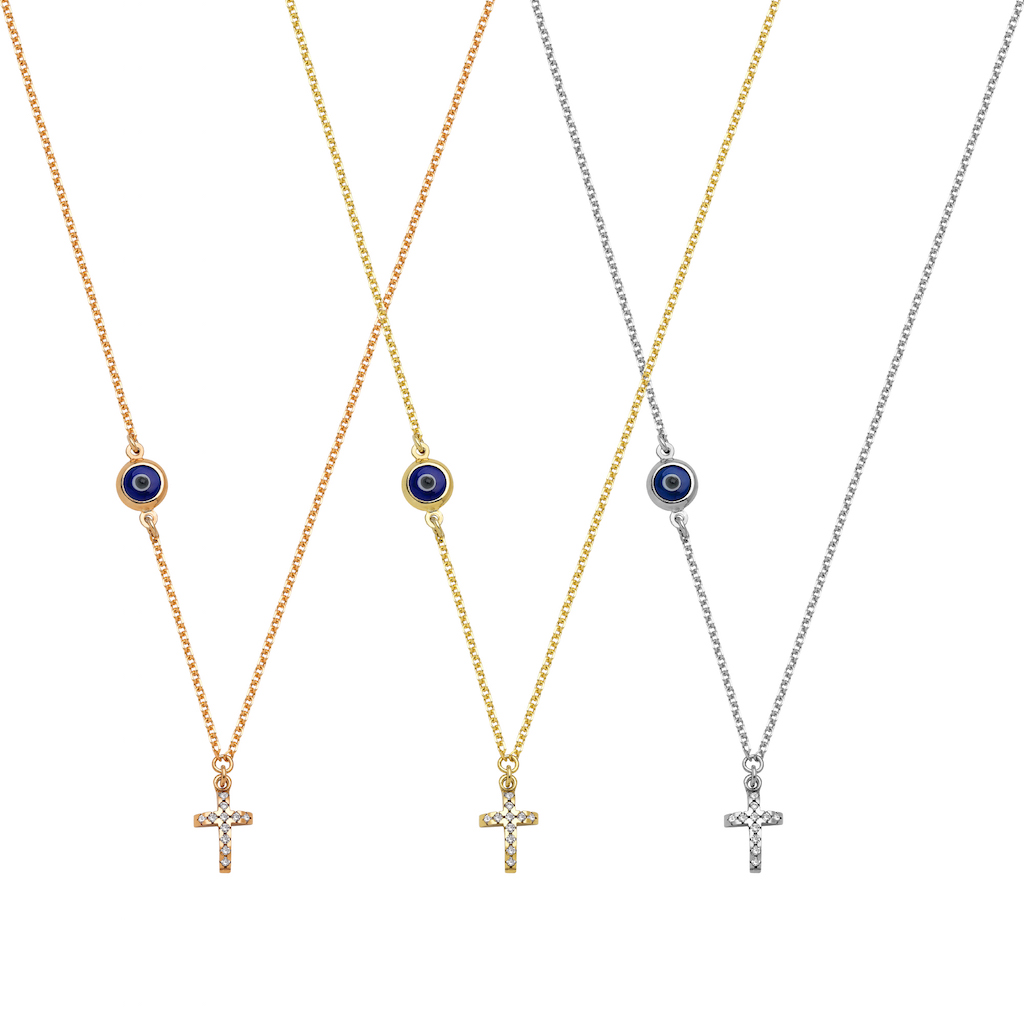 Evil Eye Necklace With Cross