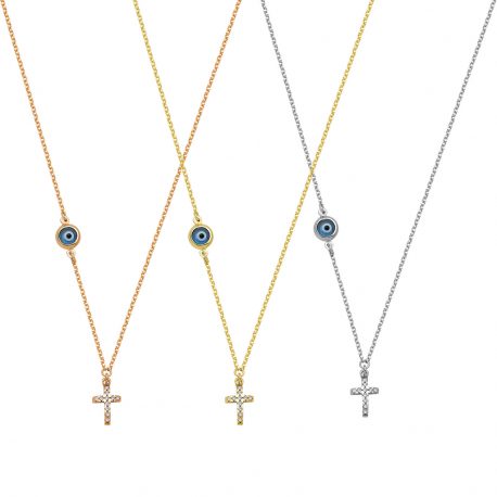 Evil Eye Necklace With Cross - Image 2
